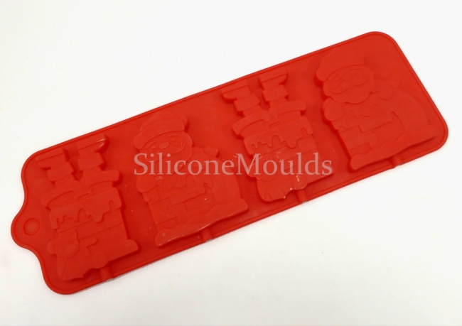 4 cell Santa Chimney Lolly / Chocolate Bar Silicone Mould