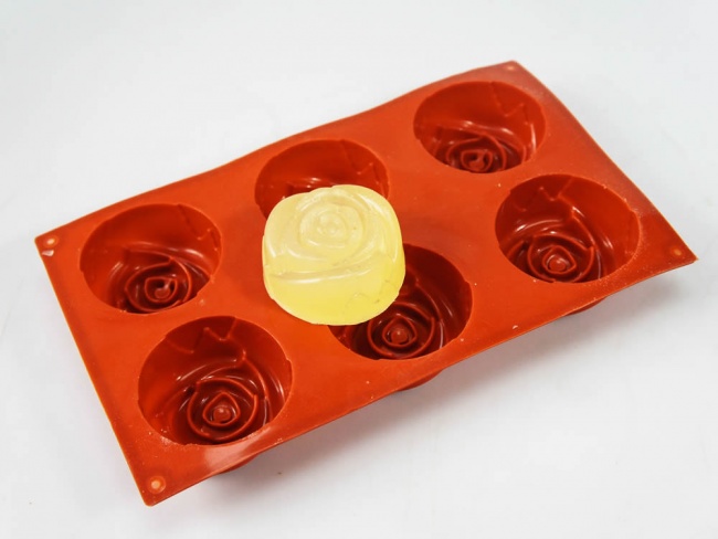 6 cell Large Deep Rose Silicone Mould (Tan Colour) - 125mls