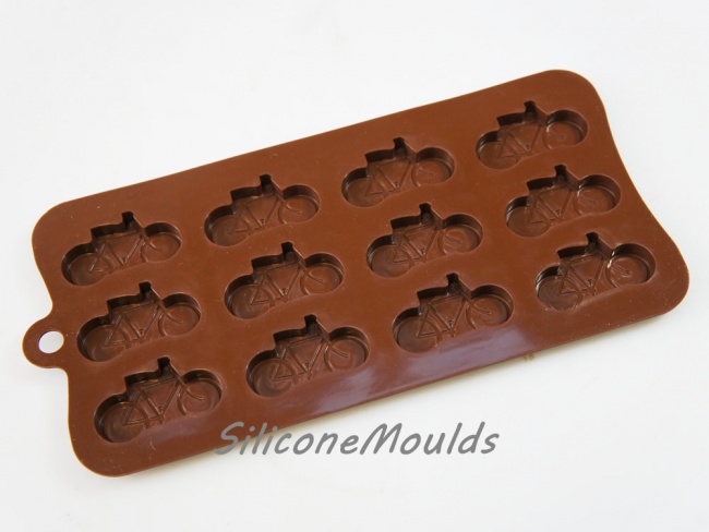 12 cell Small Bicycle / Bike Silicone Chocolate  Bakeware Mould (10g)