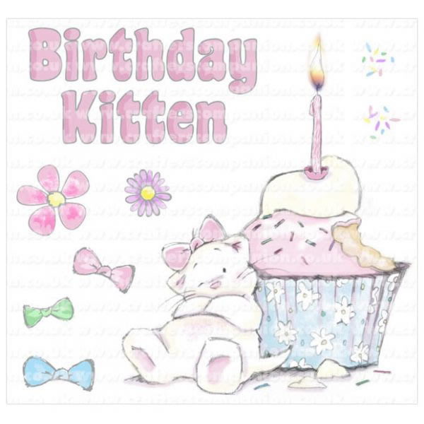 Strawberry Kisses - Birthday Kitten Stamp Set