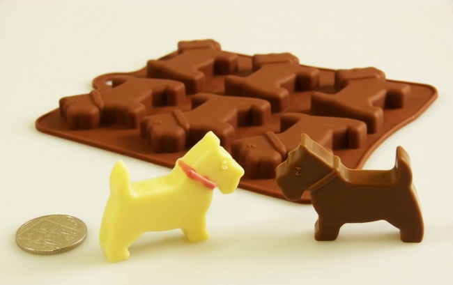 6 Little Scottie / Scotty Dogs - Silicone Chocolate Mould