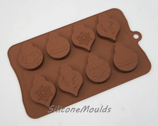 8 cell Hanging Christmas Tree Bauble - Novelty Silicone Chocolate Mould