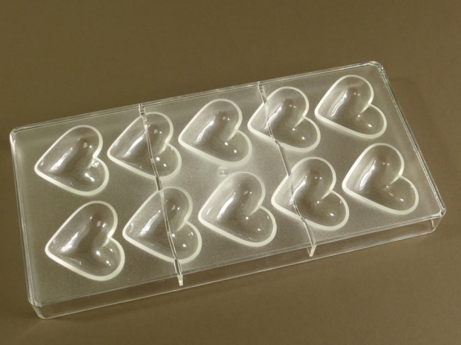 10 cell Large Hearts - Professional Quality Polycarbonate Chocolate Mould - CLEARANCE