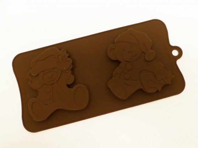 2 Large Santa Bears Chocolate / Candy Silicone Baking Mould SJK