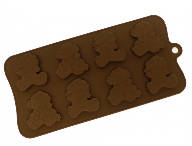 8 Santa Bears Chocolate / Candy Silicone Baking Mould - CLEARANCE