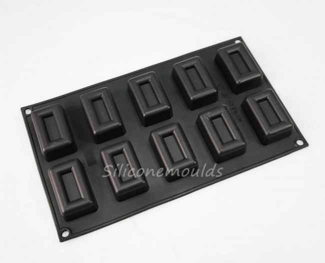 10 cell Recessed Rectangle Inlay Bar Silicone Baking Mould - 70mls Soap