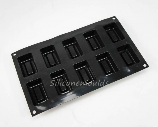 10 cell Recessed Rectangle Inlay Bar Silicone Baking Mould - 70mls Soap