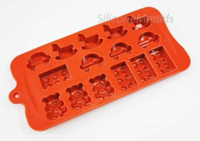 Childs Play - Building Blocks / Bears - Silicone Chocolate Candy Mould CLEARANCE