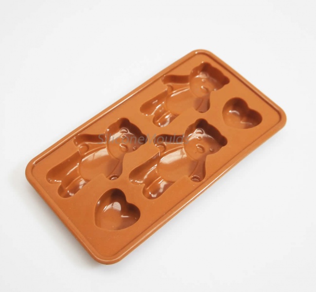 4 cell Bears and Hearts - Silicone Chocolate Mould / Wax / Plaster Craft