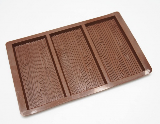 3 bar Wood Grain Chocolate Bar Silicone Mould - Professional Chocolatiers N062