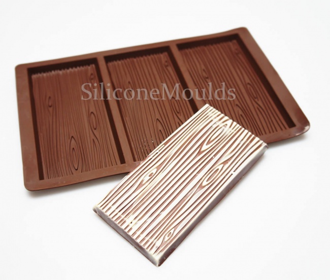 3 bar Wood Grain Chocolate Bar Silicone Mould - Professional Chocolatiers N062