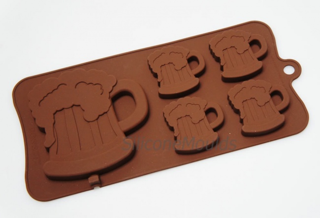 4+1 Dad's Beer Mug Novelty Chocolate Bar or Lolly Silicone Mould