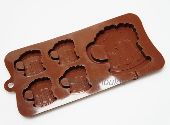 4+1 Dad's Beer Mug Novelty Chocolate Bar or Lolly Silicone Mould