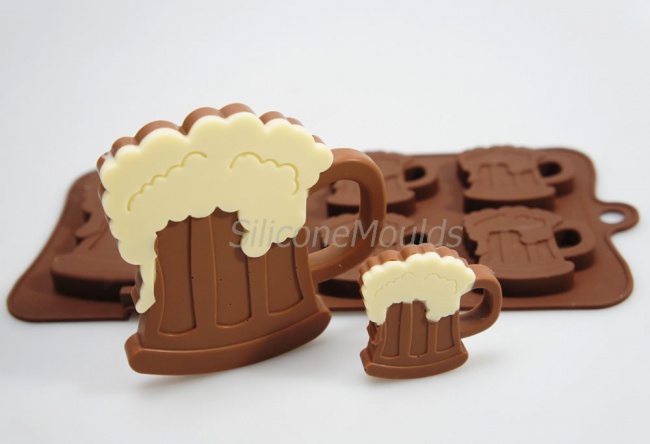 4+1 Dad's Beer Mug Novelty Chocolate Bar or Lolly Silicone Mould