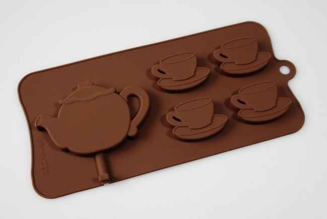 4+1 Vintage Teapot and Teacups Lolly / Novelty Chocolate Bar Silicone Mould