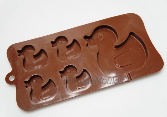 4+1 Ducks Novelty Chocolate Bar or Lolly Silicone Mould - Baby Animals