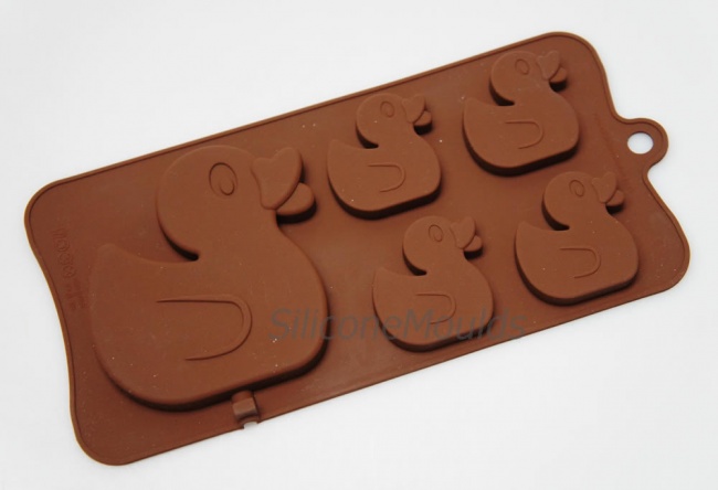 4+1 Ducks Novelty Chocolate Bar or Lolly Silicone Mould - Baby Animals