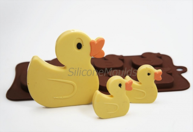 4+1 Ducks Novelty Chocolate Bar or Lolly Silicone Mould - Baby Animals