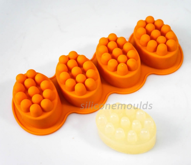 4 cell Knobbly Massage Bar - Silicone Soap Mould - makes approx 135g bars