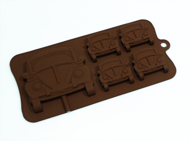 4+1 Retro Beetle Style Car Lolly / Chocolate Bar Silicone Mould