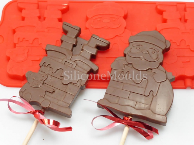 4 cell Santa Chimney Lolly / Chocolate Bar Silicone Mould