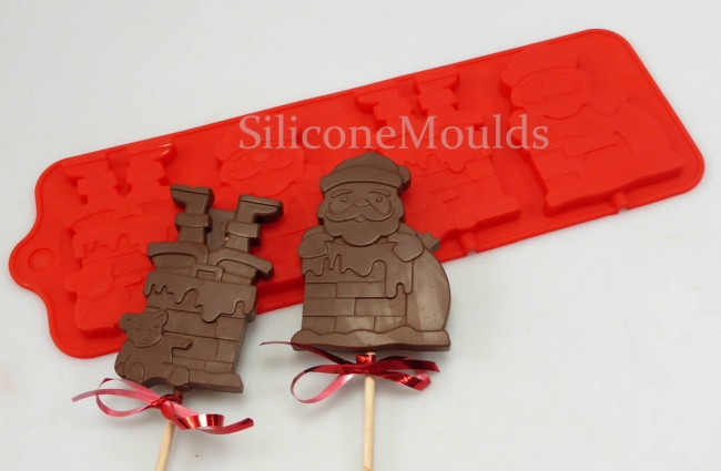 4 cell Santa Chimney Lolly / Chocolate Bar Silicone Mould