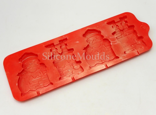 4 cell Santa Chimney Lolly / Chocolate Bar Silicone Mould