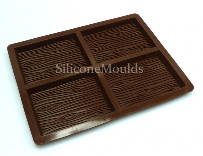 4 cell  Wood Grain Chocolate Medium Bar Collection Silicone Mould - N039