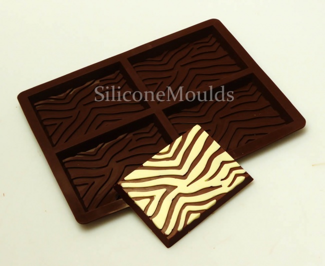 4 cell Zebra Bar Chocolate Candy Bar Silicone Baking Mould N041