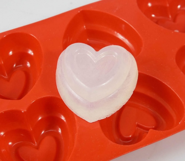 6 cell Deep Tiered Heart Silicone Mould (Red Colour) - 125mls