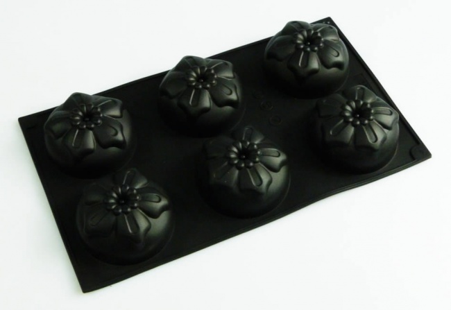 6 cell Hibiscus Flower Silicone Bakeware Mould - for Cakes, Chocolate, Concrete Art