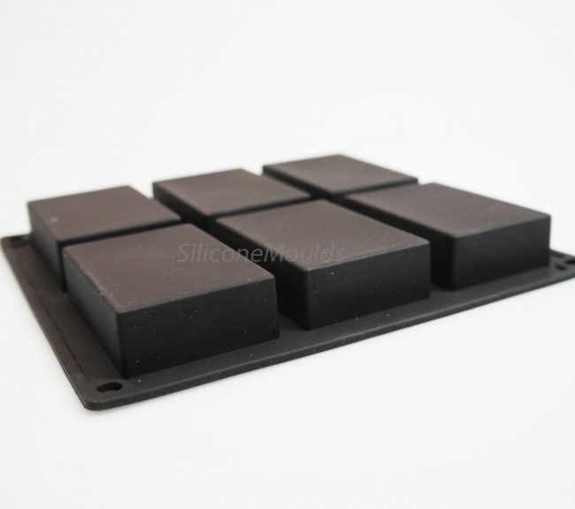 6 cell Rectangular Bar Silicone Mould (100ml volume) - Ideal Soap / Brownies