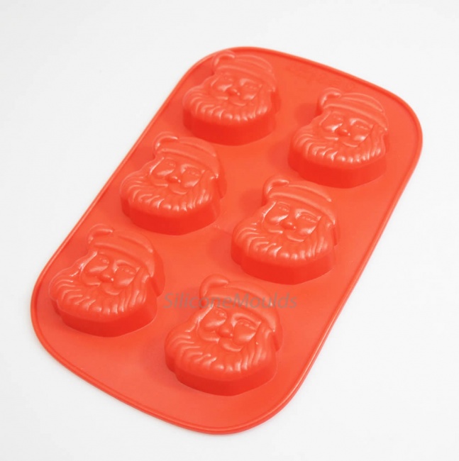 6 cell Father Christmas Santa Silicone Cake Chocolate Mould - 55ml volume