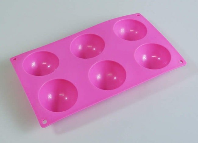 6 cell PINK Semi Sphere / Half Round Silicone Mould - use for Chocolate Bombs