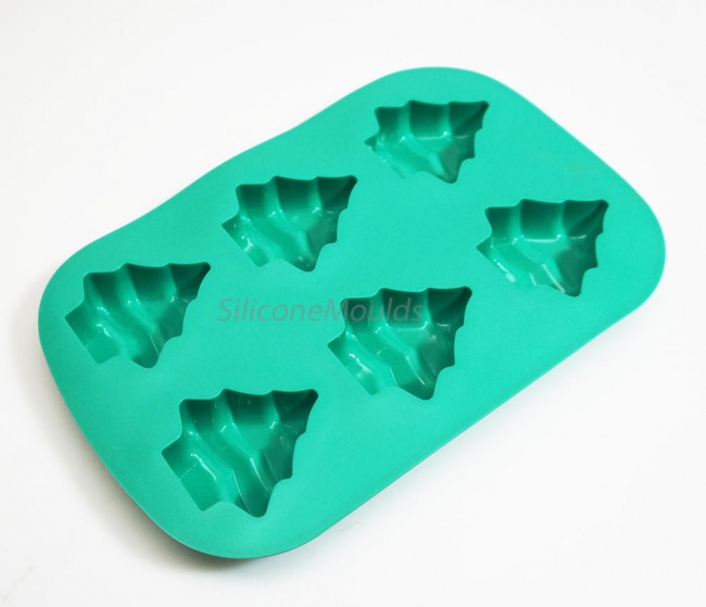 6 cell Christmas Tree Xmas Silicone Cake Chocolate Mould - 50mls volume