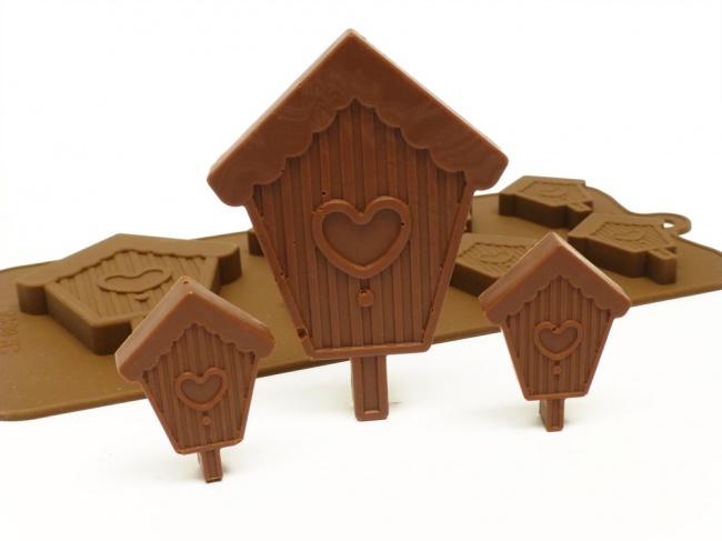 6+1 Birdhouse / Bird House Chocolate / Candy Silicone Mould