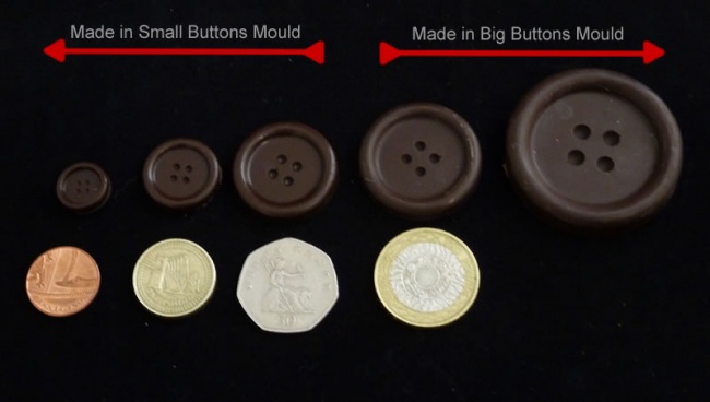 Buttons - Silicone Chocolate and Cake Decorating Mould (3 sizes in one mould)