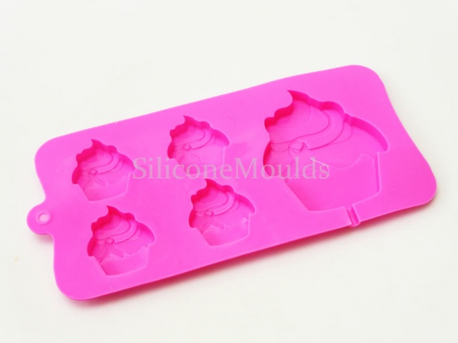 4+1 PINK Charity Cupcake Lolly / Chocolate Bar Candy Silicone Baking Mould