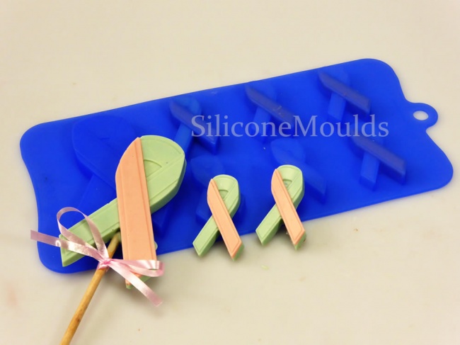 6+1 cell Charity Crossed Ribbon Lolly / Chocolate Bar Silicone Baking Mould