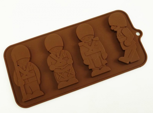 4 cell Drummer Boys / Toy Soldiers Novelty Silicone Chocolate Mould