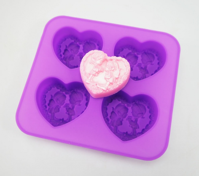 HEART / FAIRIES (Elves) - 4 cell Silicone Soap Mould