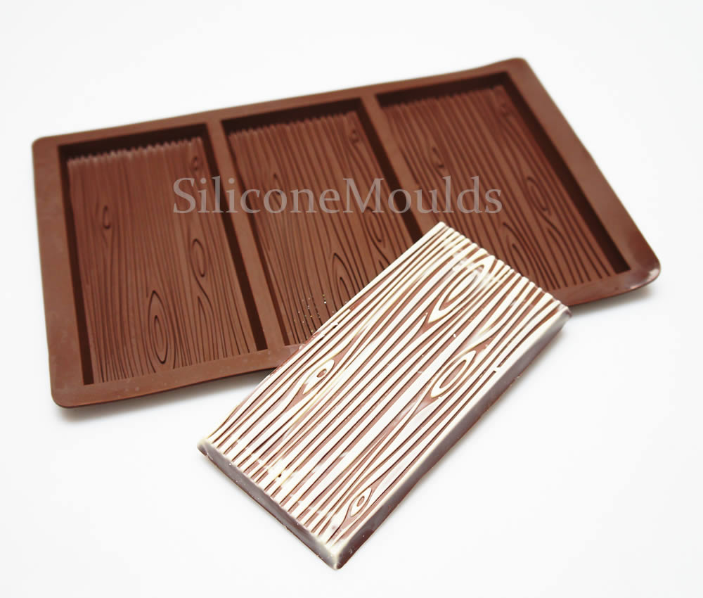 3 bar Wood Grain Chocolate Bar Silicone Mould Professional