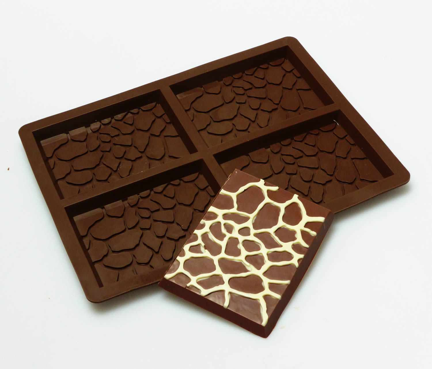 4 cell Giraffe Print / Animal Skin Chocolate Bar Silicone Mould N040