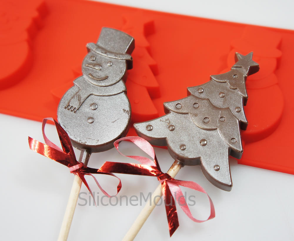 Whaline 6pcs Christmas Silicone Chocolate Mould, Xmas Candy Mold Trays,  Baking Jelly Sweet Mould Santa Claus Snowman Christmas Tree Present