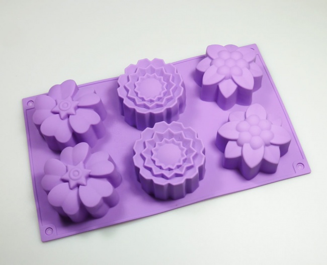 6 cell Mixed Flowers Silicone Baking / Soap Mould