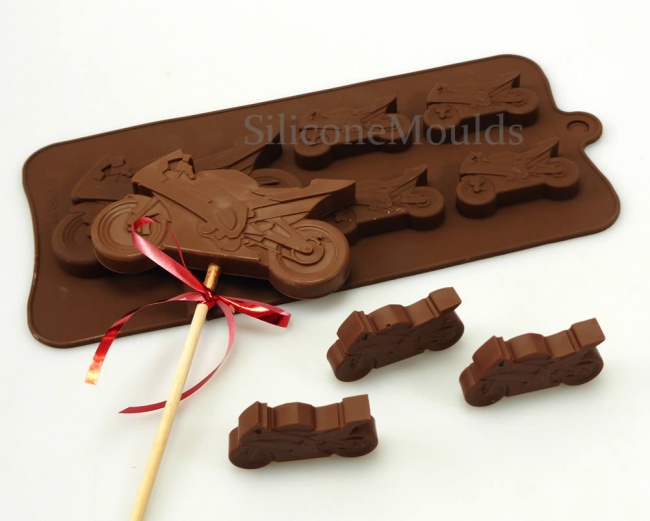 4+1 Motorbike Lolly / Novelty Chocolate Bar Silicone Mould