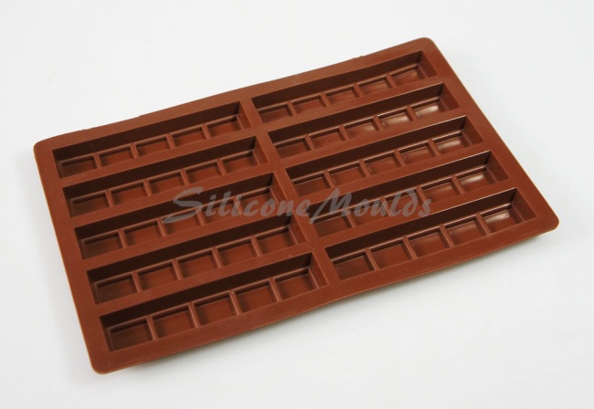 35g - 10 cell 5 Finger Section Rectangular Silicone Chocolate Bar Mould N075