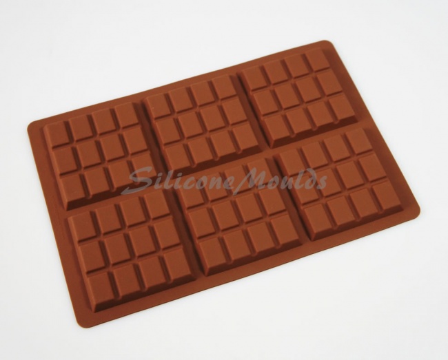 65g - 6 Square 12 Section Silicone Chocolate Bar Mould - Professional Chocolatiers N077