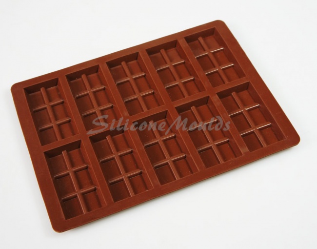 27g - 10 cell 6 Section Rectangular Silicone Chocolate Bar Mould N079