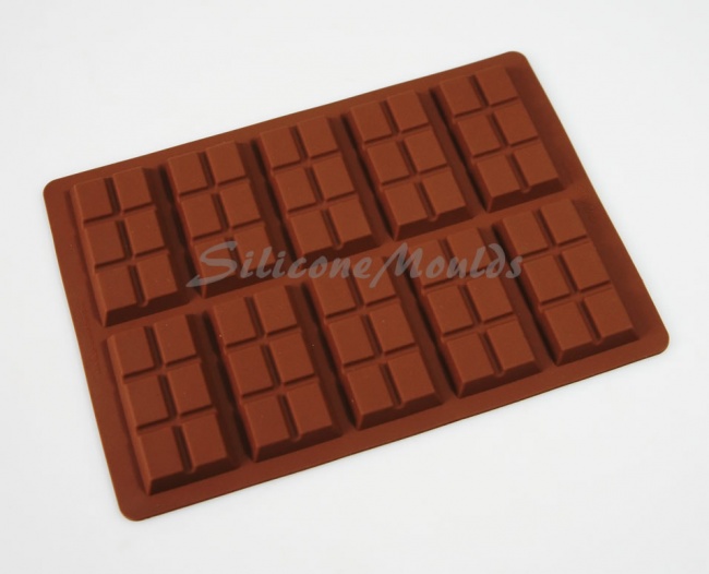 27g - 10 cell 6 Section Rectangular Silicone Chocolate Bar Mould N079